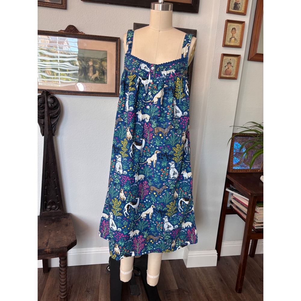 Printfresh Dog Print Must Love Dogs organic Cotton Nightgown Blue Dress Medium